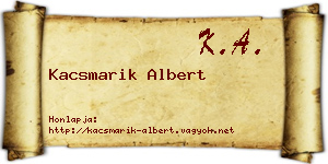 Kacsmarik Albert névjegykártya