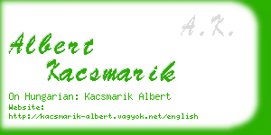 albert kacsmarik business card